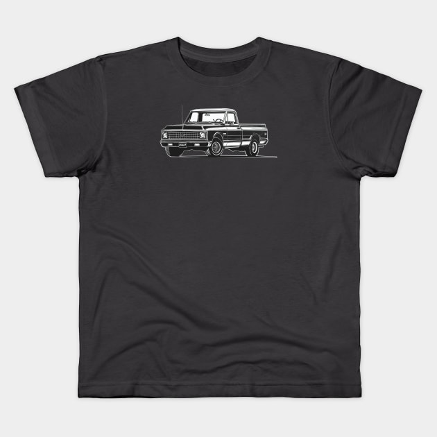 Chevy c 10 72's black edition Kids T-Shirt by Saturasi